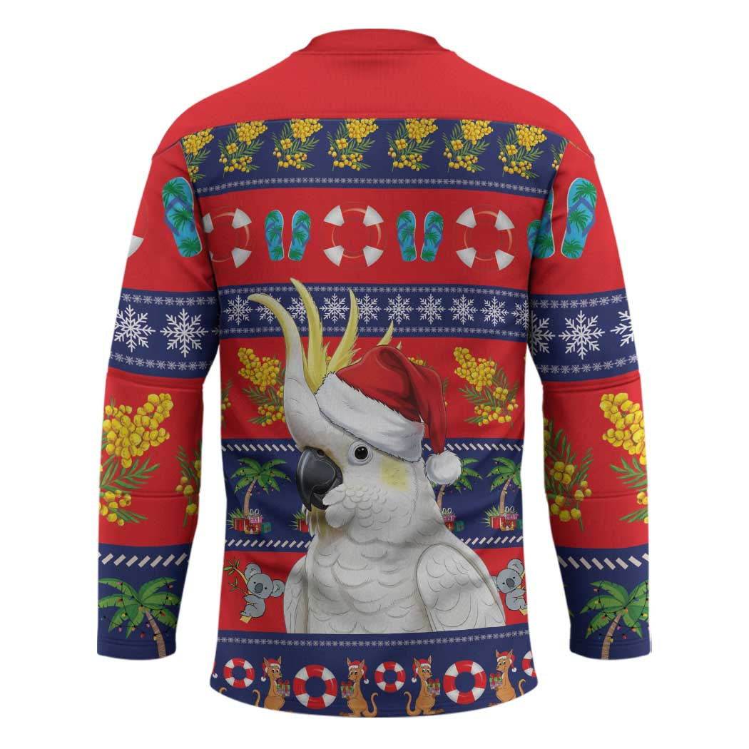 Sulphur-crested Cockatoo Australia Christmas Hockey Jersey Aussie Xmas Beach Vibes - Aussie Hoodie