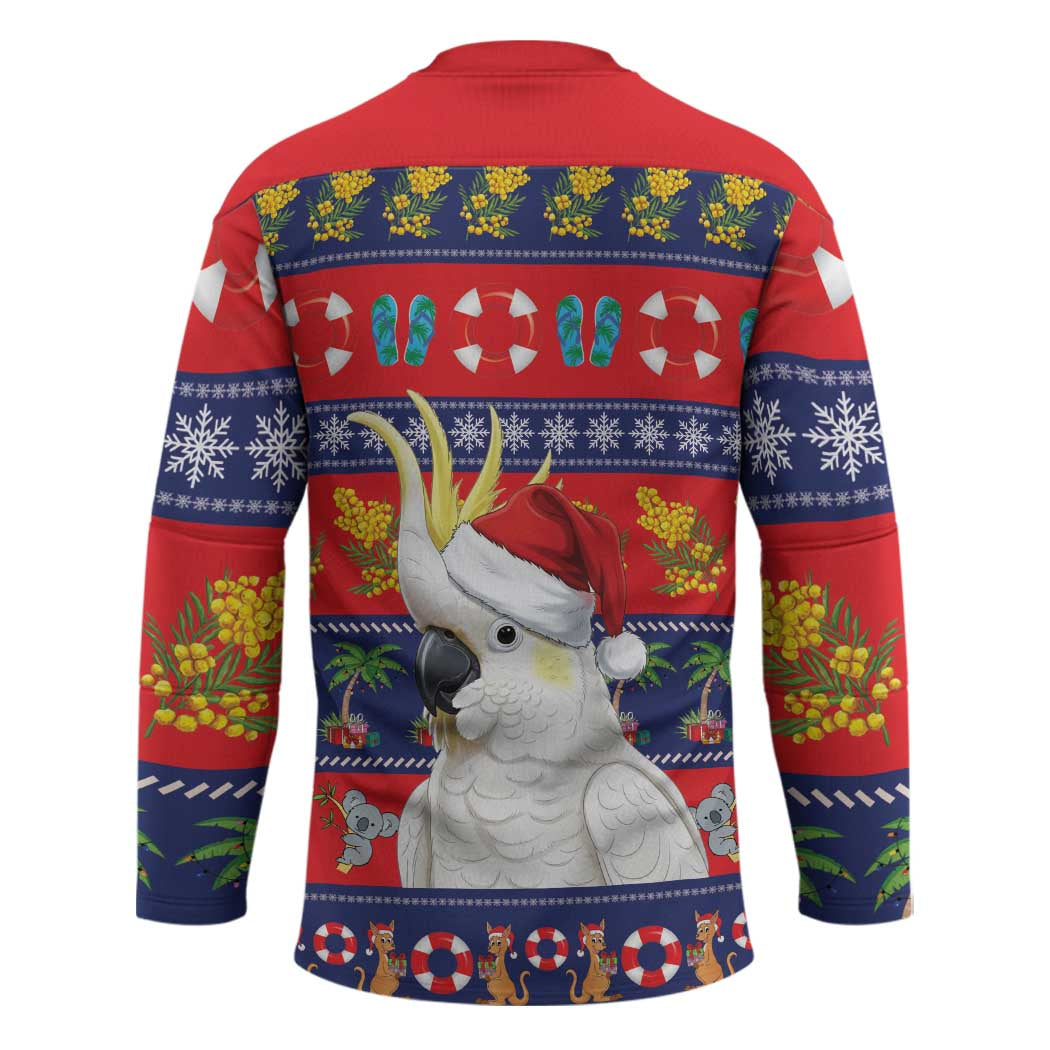 Sulphur-crested Cockatoo Australia Christmas Hockey Jersey Aussie Xmas Beach Vibes - Aussie Hoodie