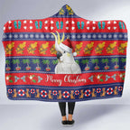 Sulphur-crested Cockatoo Australia Christmas Hooded Blanket Aussie Xmas Beach Vibes - Aussie Hoodie