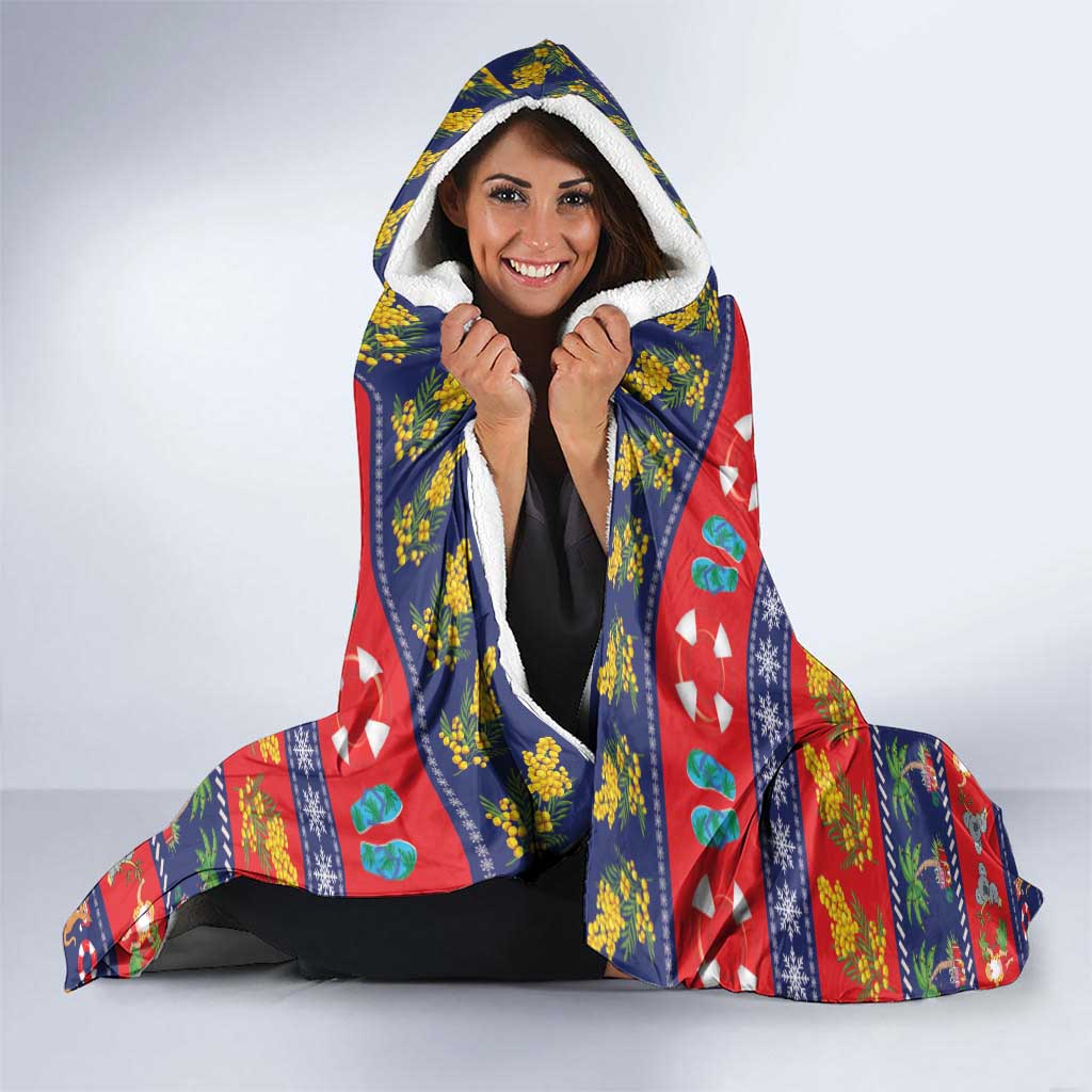 Sulphur-crested Cockatoo Australia Christmas Hooded Blanket Aussie Xmas Beach Vibes - Aussie Hoodie