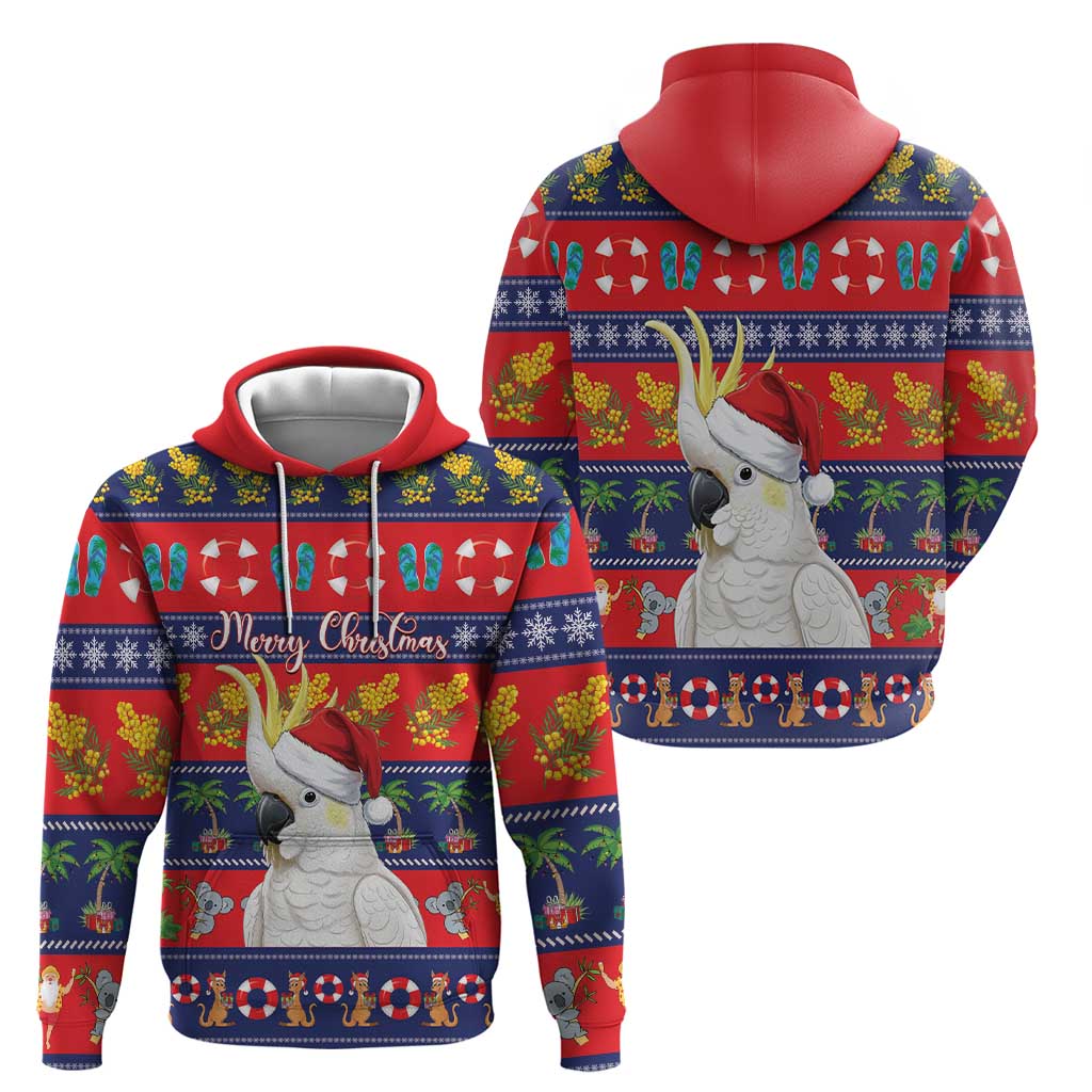 Sulphur-crested Cockatoo Australia Christmas Hoodie Aussie Xmas Beach Vibes - Aussie Hoodie