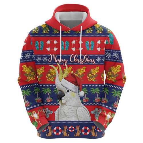 Sulphur-crested Cockatoo Australia Christmas Hoodie Aussie Xmas Beach Vibes - Aussie Hoodie
