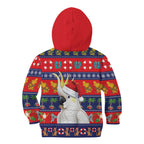 Sulphur-crested Cockatoo Australia Christmas Kid Hoodie Aussie Xmas Beach Vibes - Aussie Hoodie