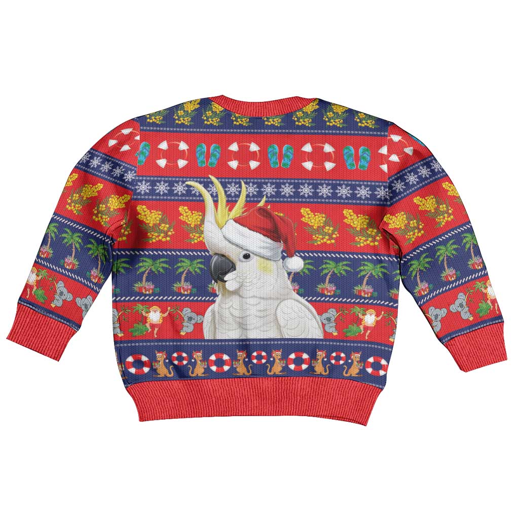 Sulphur-crested Cockatoo Australia Christmas Kid Ugly Christmas Sweater Aussie Xmas Beach Vibes - Aussie Hoodie