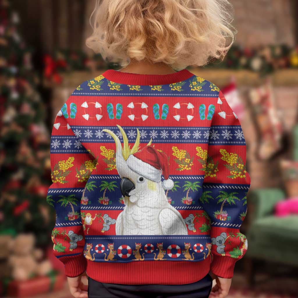 Sulphur-crested Cockatoo Australia Christmas Kid Ugly Christmas Sweater Aussie Xmas Beach Vibes - Aussie Hoodie