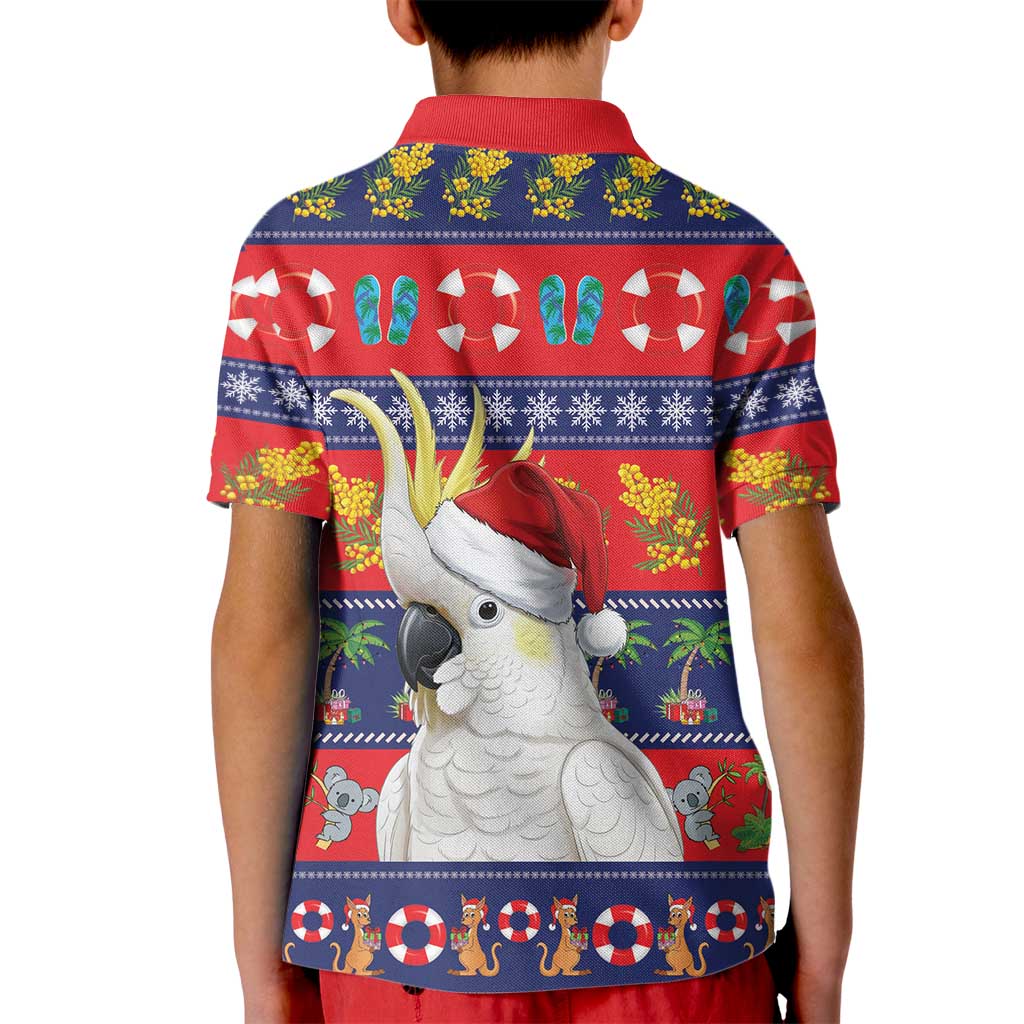Sulphur-crested Cockatoo Australia Christmas Kid Polo Shirt Aussie Xmas Beach Vibes - Aussie Hoodie