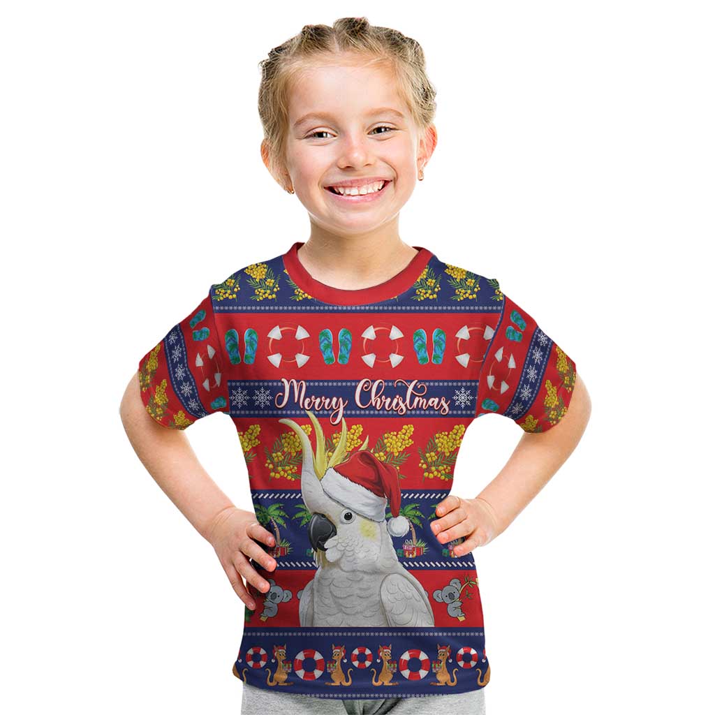 Sulphur-crested Cockatoo Australia Christmas Kid T Shirt Aussie Xmas Beach Vibes - Aussie Hoodie