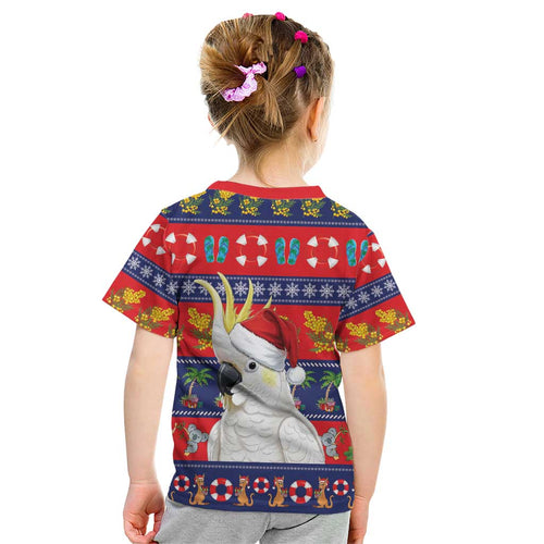Sulphur-crested Cockatoo Australia Christmas Kid T Shirt Aussie Xmas Beach Vibes - Aussie Hoodie