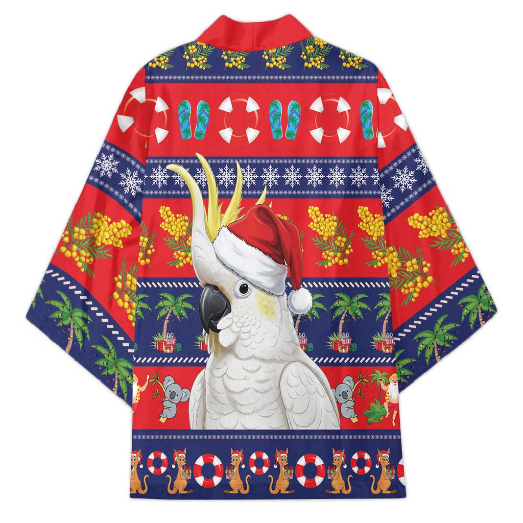 Sulphur-crested Cockatoo Australia Christmas Kimono Aussie Xmas Beach Vibes - Aussie Hoodie