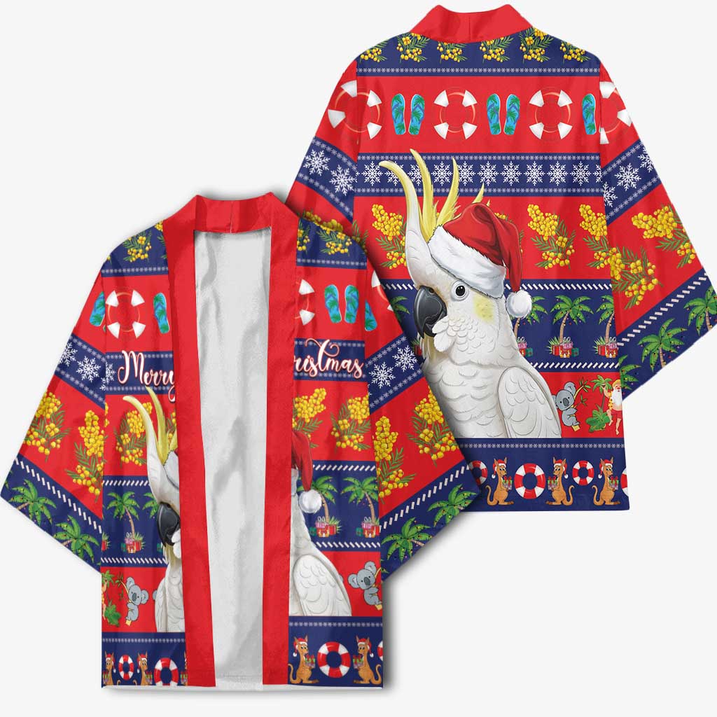 Sulphur-crested Cockatoo Australia Christmas Kimono Aussie Xmas Beach Vibes - Aussie Hoodie