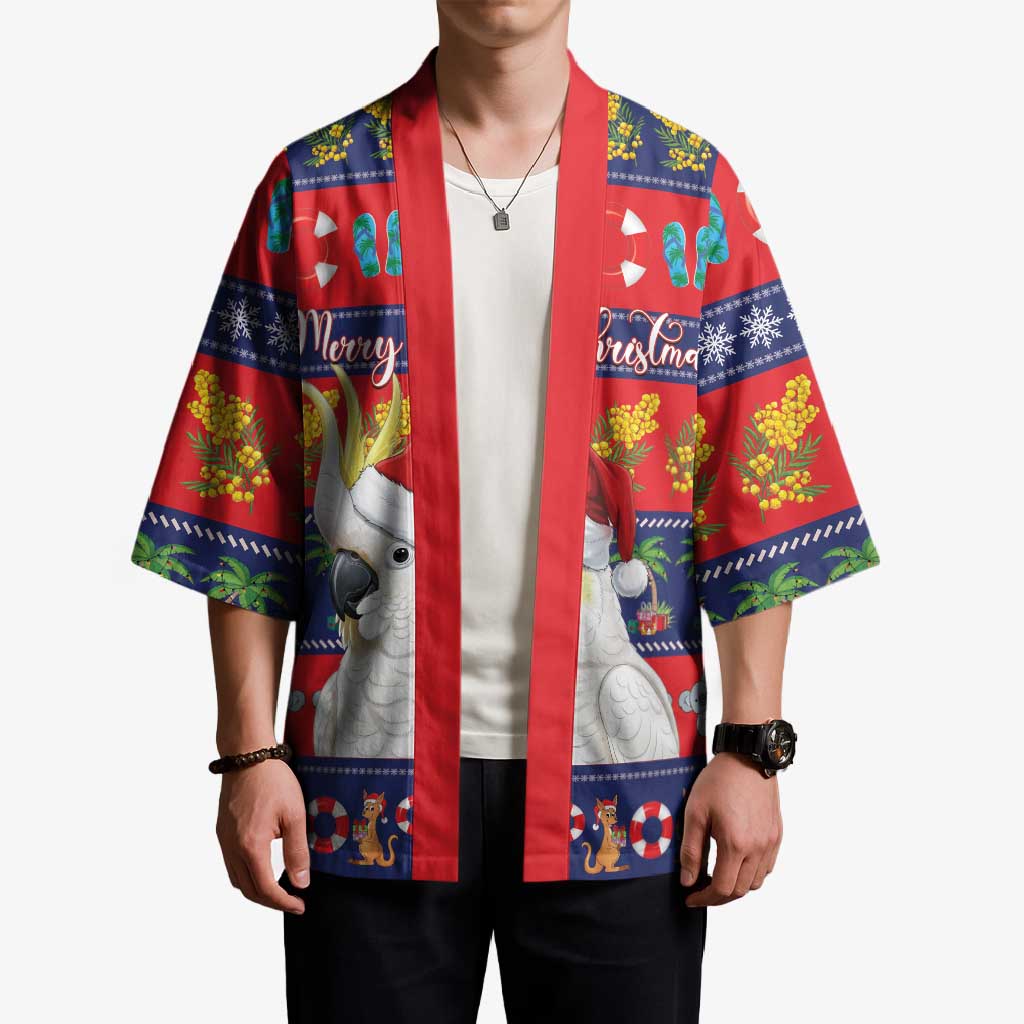 Sulphur-crested Cockatoo Australia Christmas Kimono Aussie Xmas Beach Vibes - Aussie Hoodie