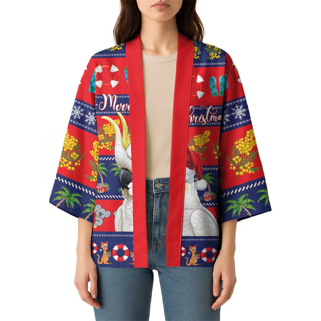 Sulphur-crested Cockatoo Australia Christmas Kimono Aussie Xmas Beach Vibes - Aussie Hoodie