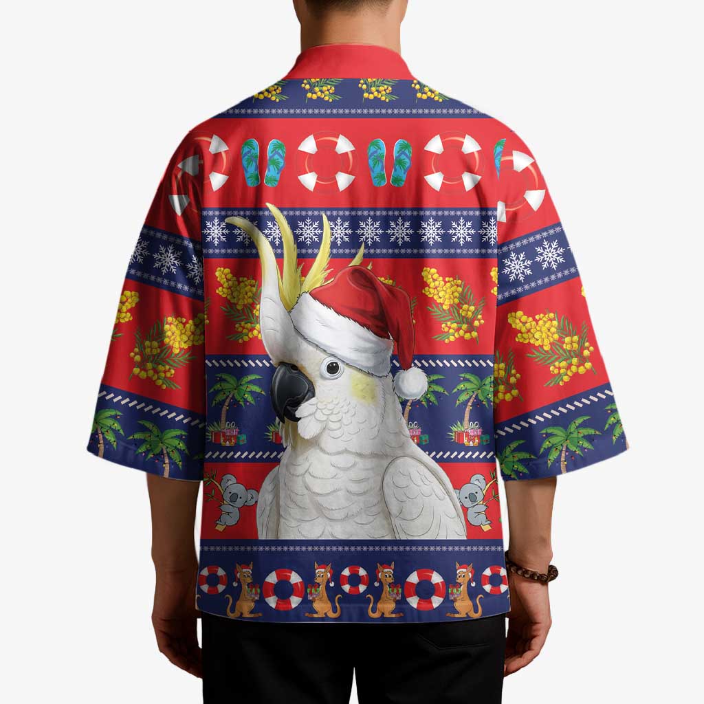 Sulphur-crested Cockatoo Australia Christmas Kimono Aussie Xmas Beach Vibes - Aussie Hoodie