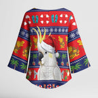 Sulphur-crested Cockatoo Australia Christmas Kimono Sleeve Blouse Aussie Xmas Beach Vibes - Aussie Hoodie