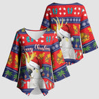 Sulphur-crested Cockatoo Australia Christmas Kimono Sleeve Blouse Aussie Xmas Beach Vibes - Aussie Hoodie