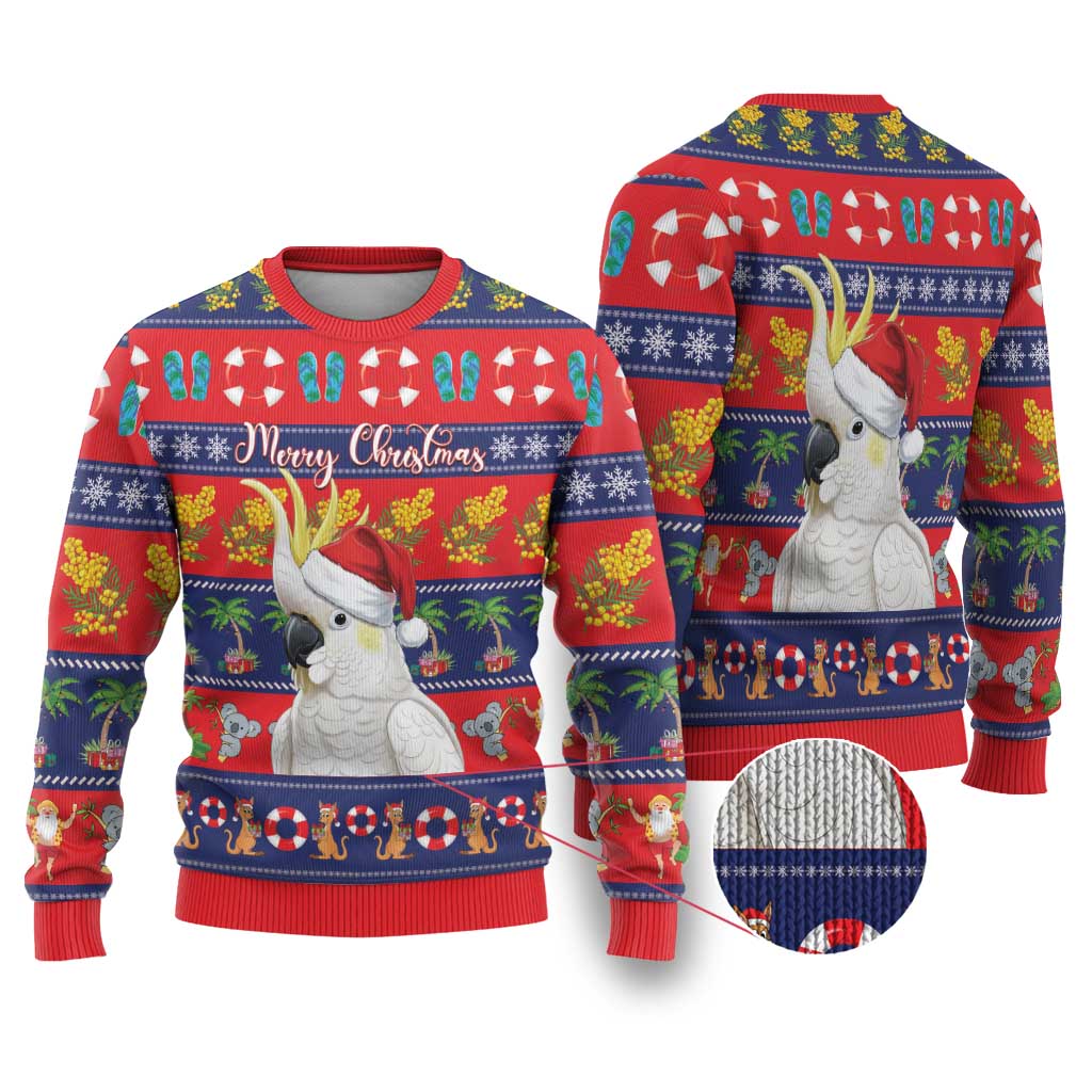 Sulphur-crested Cockatoo Australia Christmas Ugly Christmas Sweater Aussie Xmas Beach Vibes - Aussie Hoodie