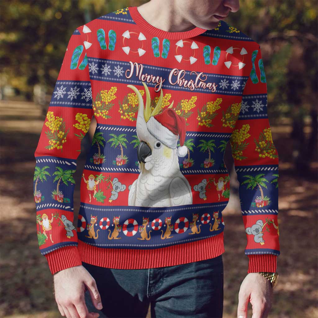 Sulphur-crested Cockatoo Australia Christmas Ugly Christmas Sweater Aussie Xmas Beach Vibes - Aussie Hoodie