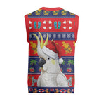 Sulphur-crested Cockatoo Australia Christmas Knitted V-Neck Vest Aussie Xmas Beach Vibes - Aussie Hoodie
