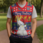 Sulphur-crested Cockatoo Australia Christmas Knitted V-Neck Vest Aussie Xmas Beach Vibes - Aussie Hoodie