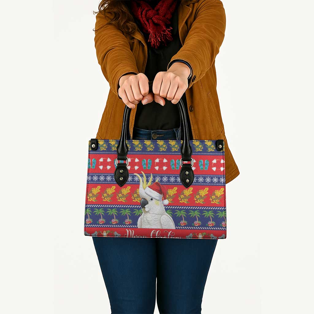 Sulphur-crested Cockatoo Australia Christmas Leather Bag Aussie Xmas Beach Vibes - Aussie Hoodie