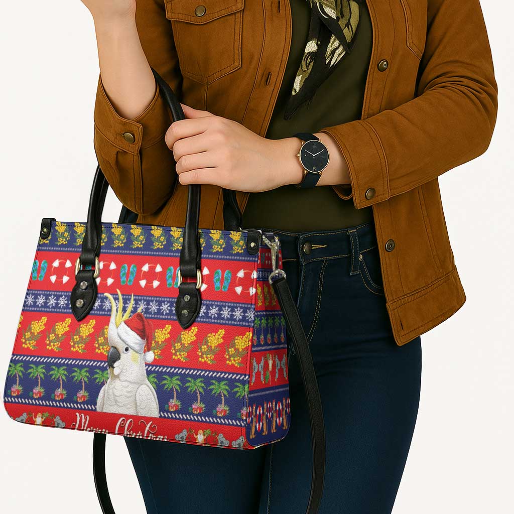 Sulphur-crested Cockatoo Australia Christmas Leather Bag Aussie Xmas Beach Vibes - Aussie Hoodie