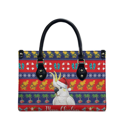 Sulphur-crested Cockatoo Australia Christmas Leather Bag Aussie Xmas Beach Vibes - Aussie Hoodie