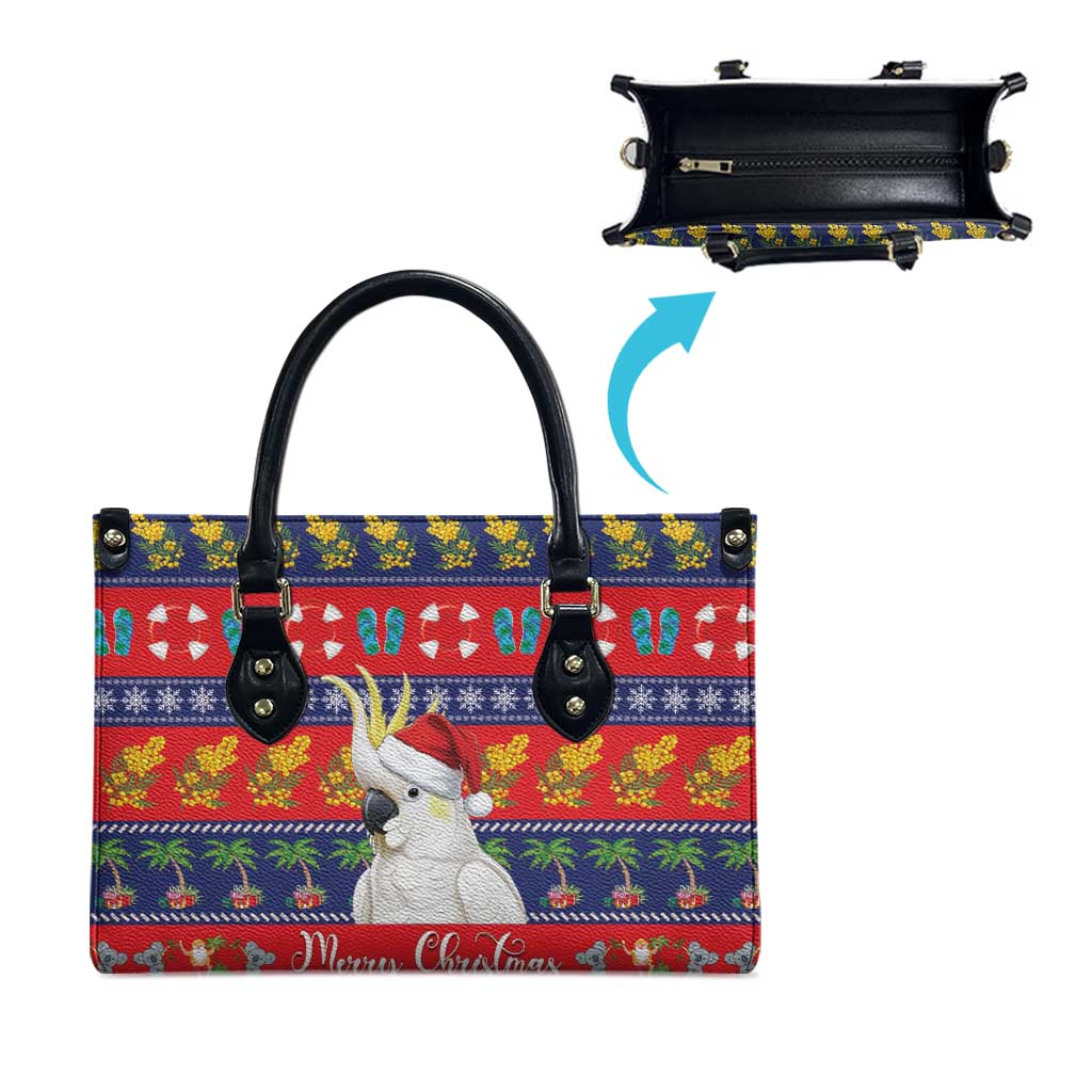 Sulphur-crested Cockatoo Australia Christmas Leather Bag Aussie Xmas Beach Vibes - Aussie Hoodie