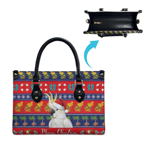 Sulphur-crested Cockatoo Australia Christmas Leather Bag Aussie Xmas Beach Vibes - Aussie Hoodie