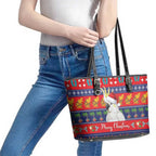 Sulphur-crested Cockatoo Australia Christmas Leather Tote Bag Aussie Xmas Beach Vibes - Aussie Hoodie