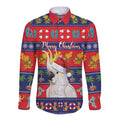 Sulphur-crested Cockatoo Australia Christmas Long Sleeve Button Shirt Aussie Xmas Beach Vibes - Aussie Hoodie