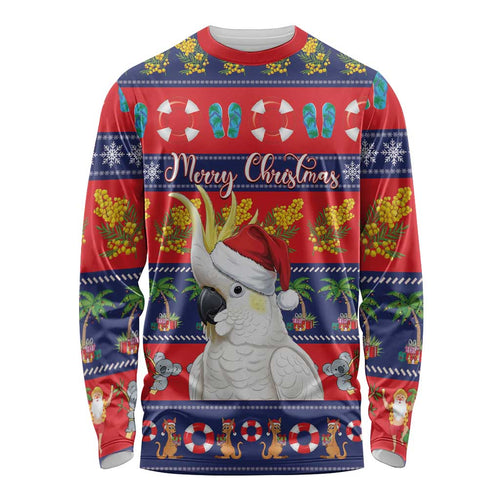 Sulphur-crested Cockatoo Australia Christmas Long Sleeve Shirt Aussie Xmas Beach Vibes - Aussie Hoodie