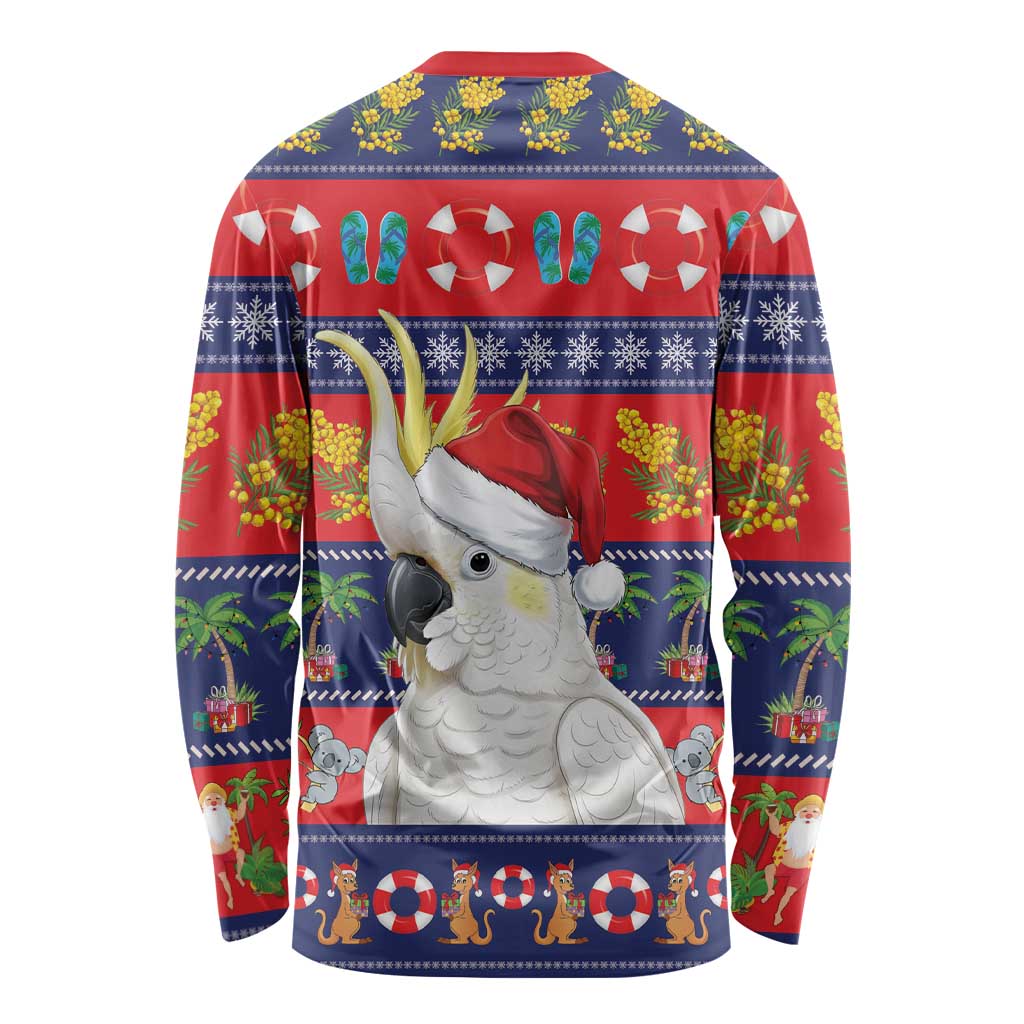 Sulphur-crested Cockatoo Australia Christmas Long Sleeve Shirt Aussie Xmas Beach Vibes - Aussie Hoodie
