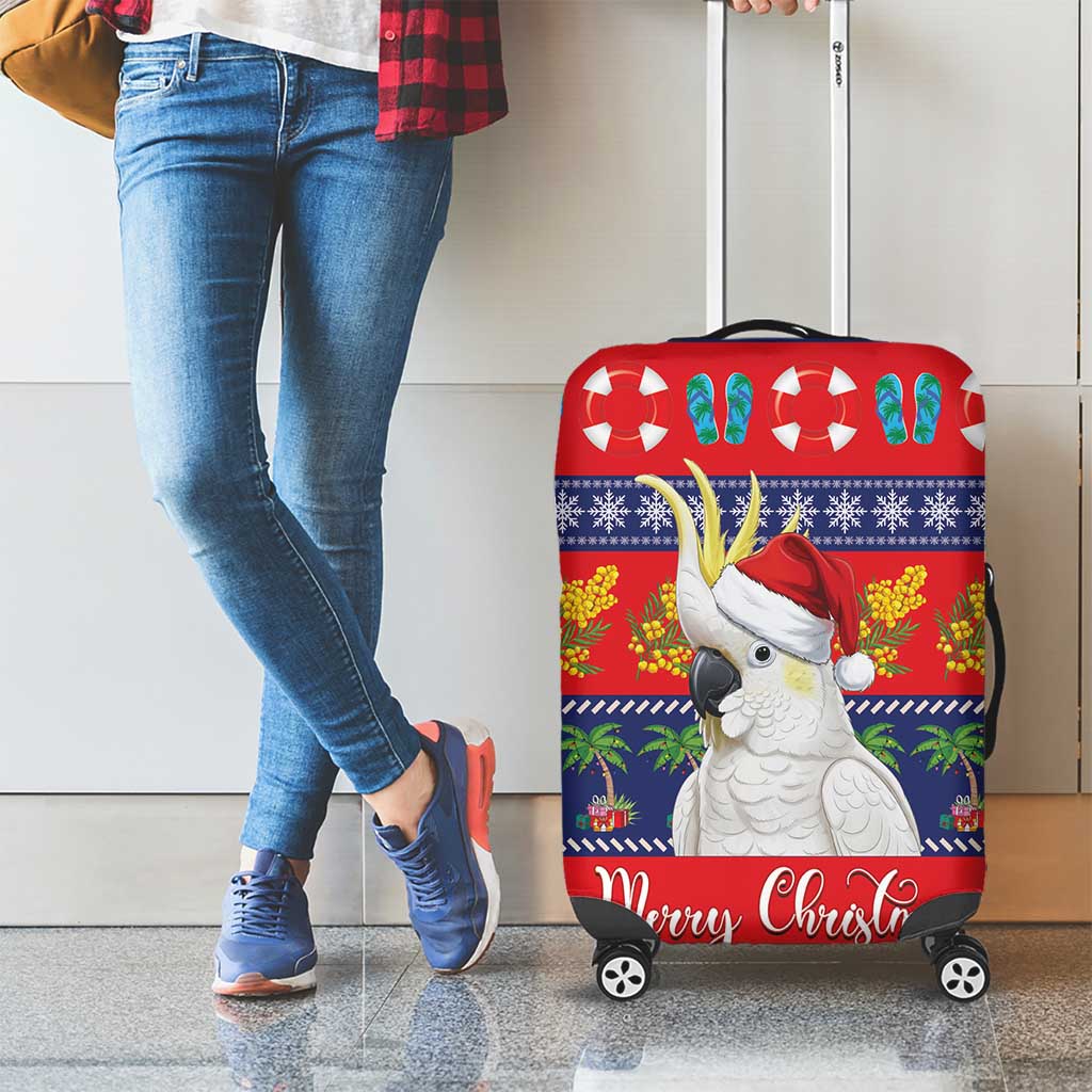 Sulphur-crested Cockatoo Australia Christmas Luggage Cover Aussie Xmas Beach Vibes - Aussie Hoodie