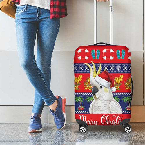 Sulphur-crested Cockatoo Australia Christmas Luggage Cover Aussie Xmas Beach Vibes - Aussie Hoodie