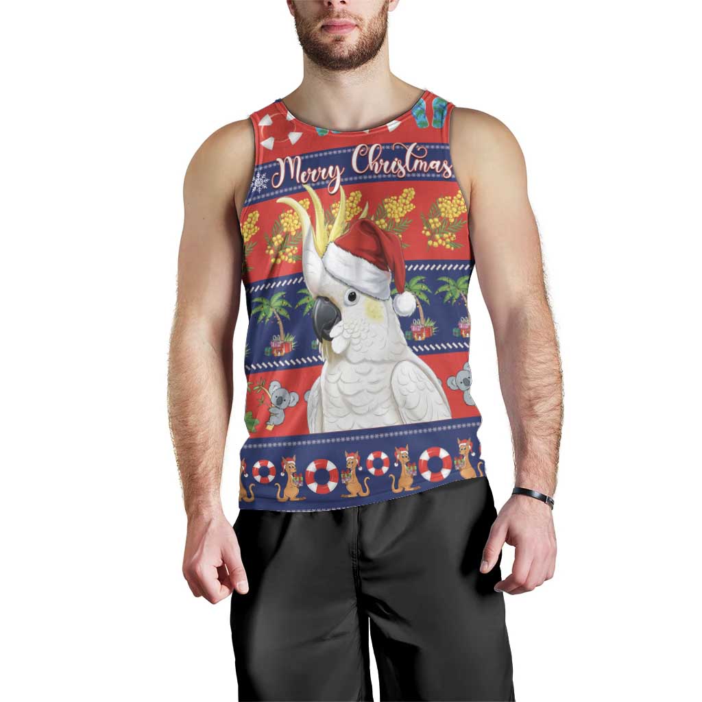 Sulphur-crested Cockatoo Australia Christmas Men Tank Top Aussie Xmas Beach Vibes - Aussie Hoodie