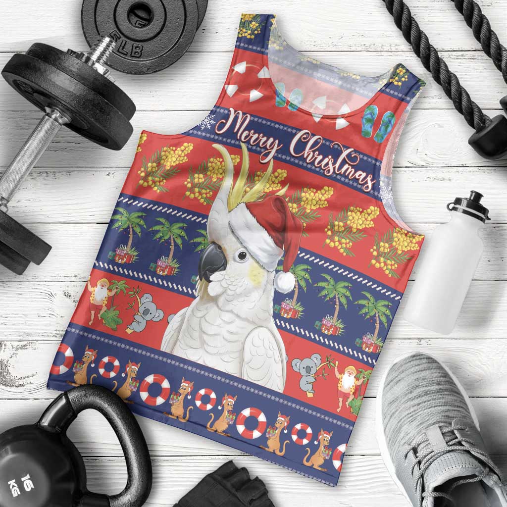 Sulphur-crested Cockatoo Australia Christmas Men Tank Top Aussie Xmas Beach Vibes - Aussie Hoodie