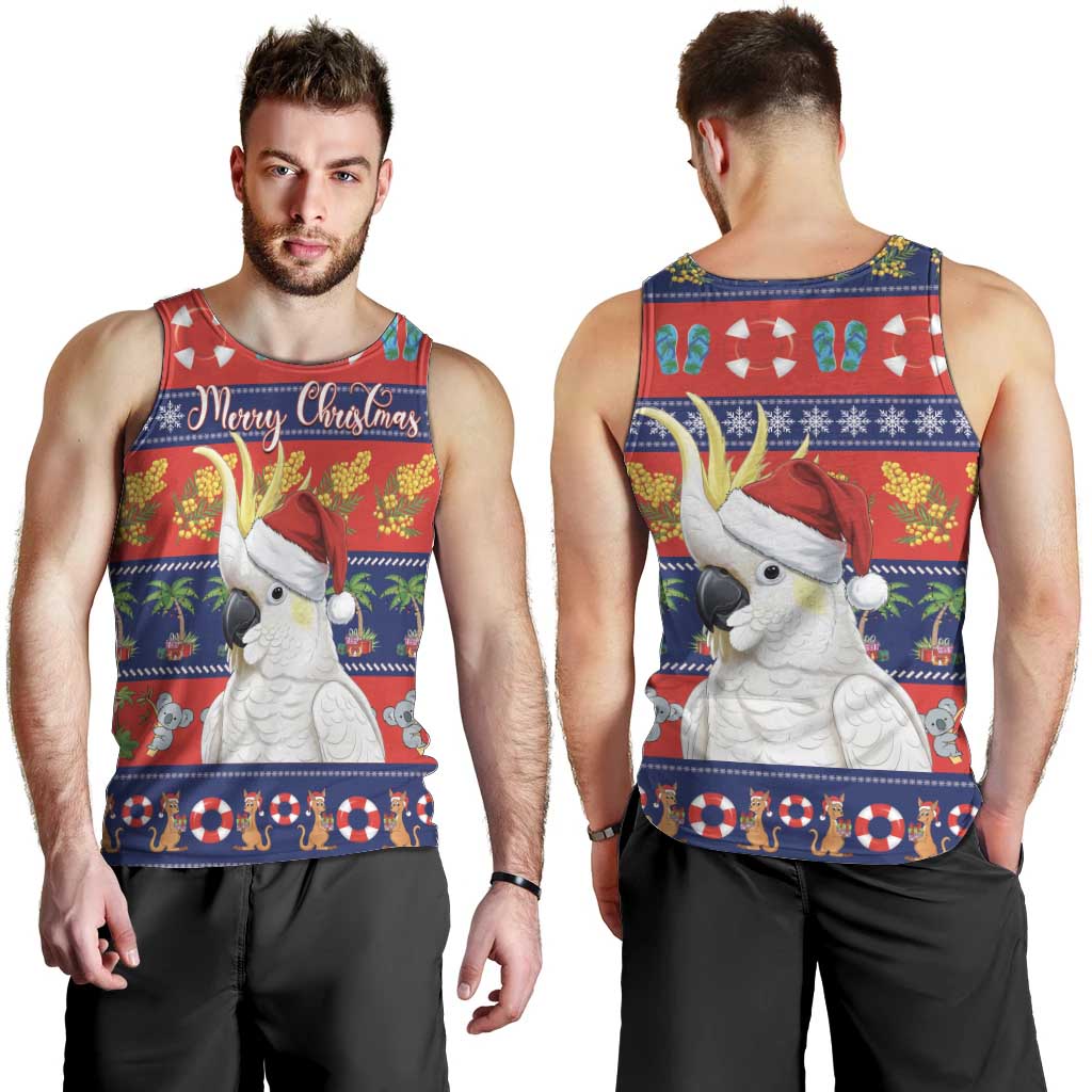Sulphur-crested Cockatoo Australia Christmas Men Tank Top Aussie Xmas Beach Vibes - Aussie Hoodie