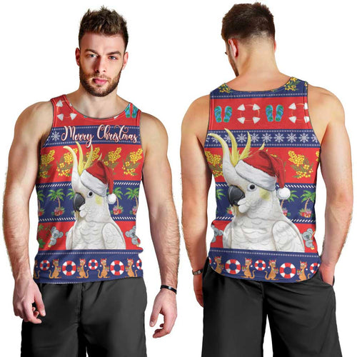 Sulphur-crested Cockatoo Australia Christmas Men Tank Top Aussie Xmas Beach Vibes - Aussie Hoodie