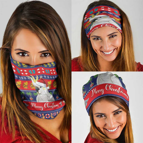 Sulphur-crested Cockatoo Australia Christmas Neck Gaiter Aussie Xmas Beach Vibes - Aussie Hoodie