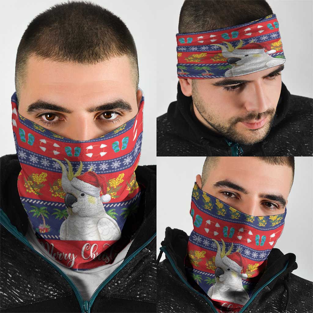 Sulphur-crested Cockatoo Australia Christmas Neck Gaiter Aussie Xmas Beach Vibes - Aussie Hoodie
