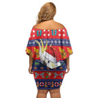 Sulphur-crested Cockatoo Australia Christmas Off Shoulder Short Dress Aussie Xmas Beach Vibes - Aussie Hoodie