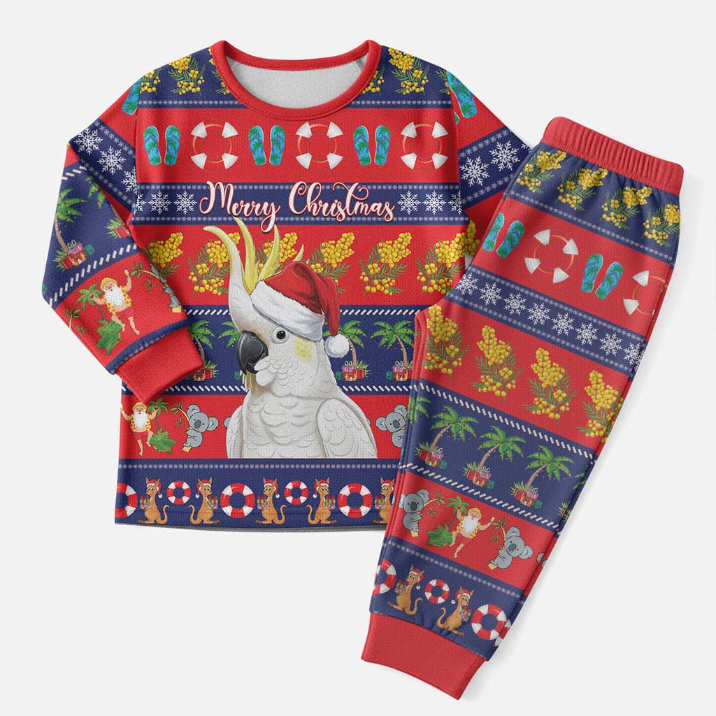 Sulphur-crested Cockatoo Australia Christmas Pajama Set Aussie Xmas Beach Vibes - Aussie Hoodie