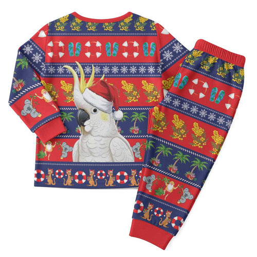 Sulphur-crested Cockatoo Australia Christmas Pajama Set Aussie Xmas Beach Vibes - Aussie Hoodie