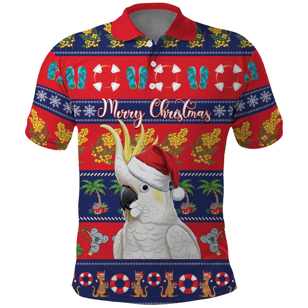 Sulphur-crested Cockatoo Australia Christmas Polo Shirt Aussie Xmas Beach Vibes - Aussie Hoodie