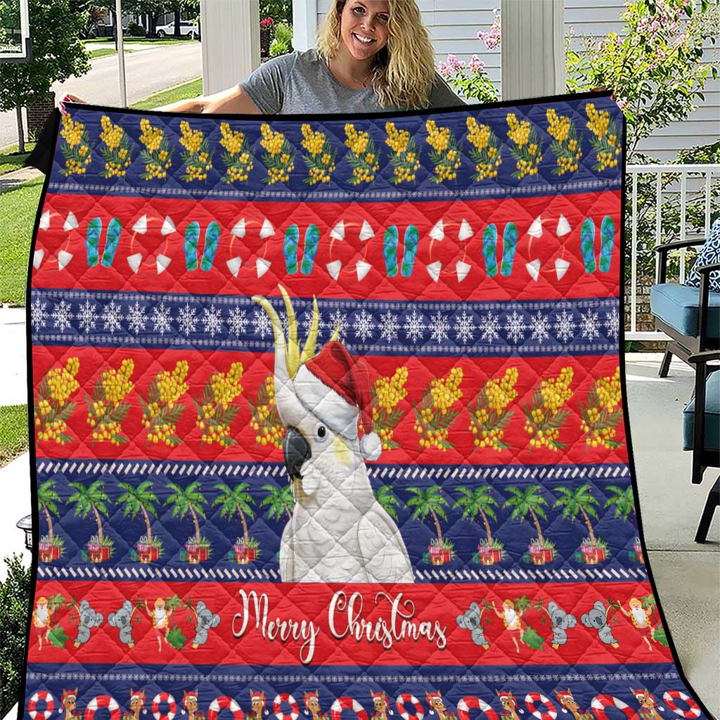 Sulphur-crested Cockatoo Australia Christmas Quilt Aussie Xmas Beach Vibes - Aussie Hoodie