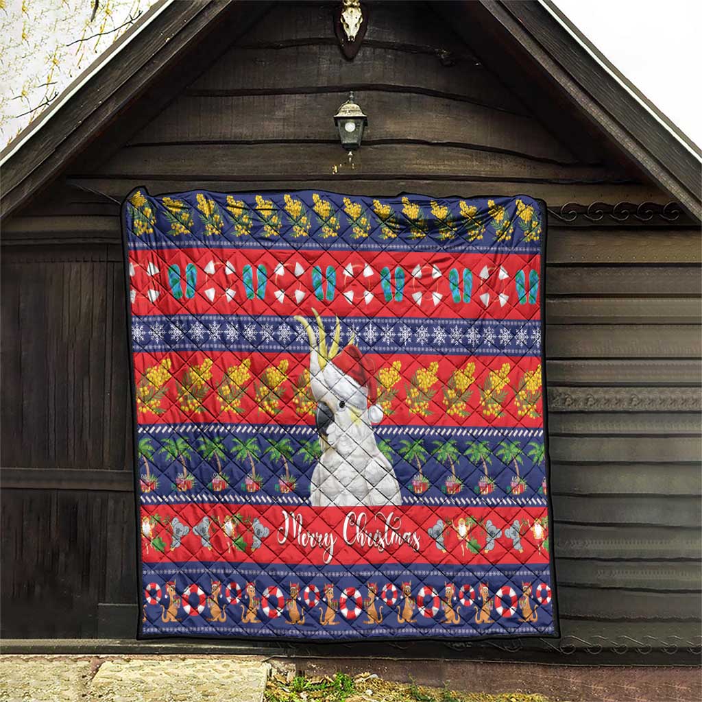Sulphur-crested Cockatoo Australia Christmas Quilt Aussie Xmas Beach Vibes - Aussie Hoodie