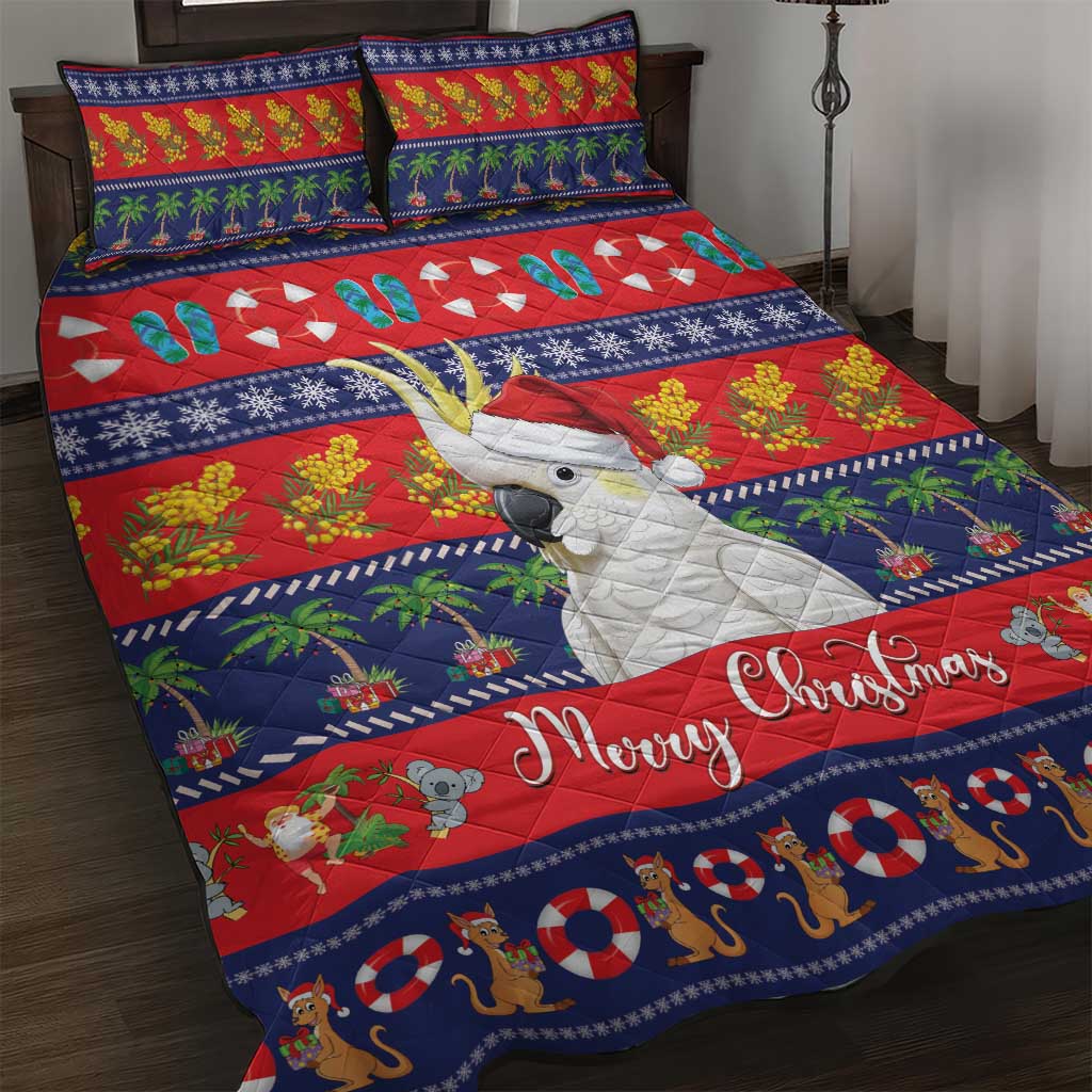 Sulphur-crested Cockatoo Australia Christmas Quilt Bed Set Aussie Xmas Beach Vibes - Aussie Hoodie