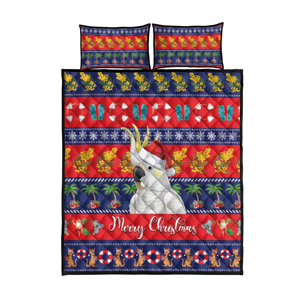 Sulphur-crested Cockatoo Australia Christmas Quilt Bed Set Aussie Xmas Beach Vibes - Aussie Hoodie