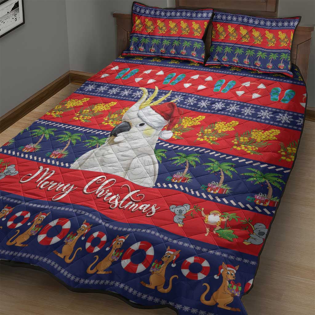 Sulphur-crested Cockatoo Australia Christmas Quilt Bed Set Aussie Xmas Beach Vibes - Aussie Hoodie