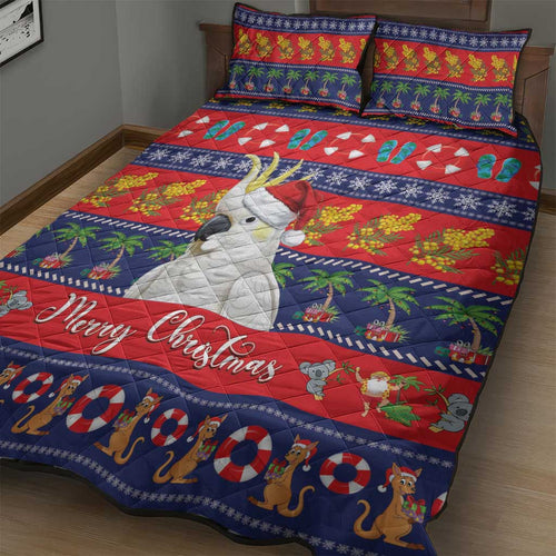 Sulphur-crested Cockatoo Australia Christmas Quilt Bed Set Aussie Xmas Beach Vibes - Aussie Hoodie